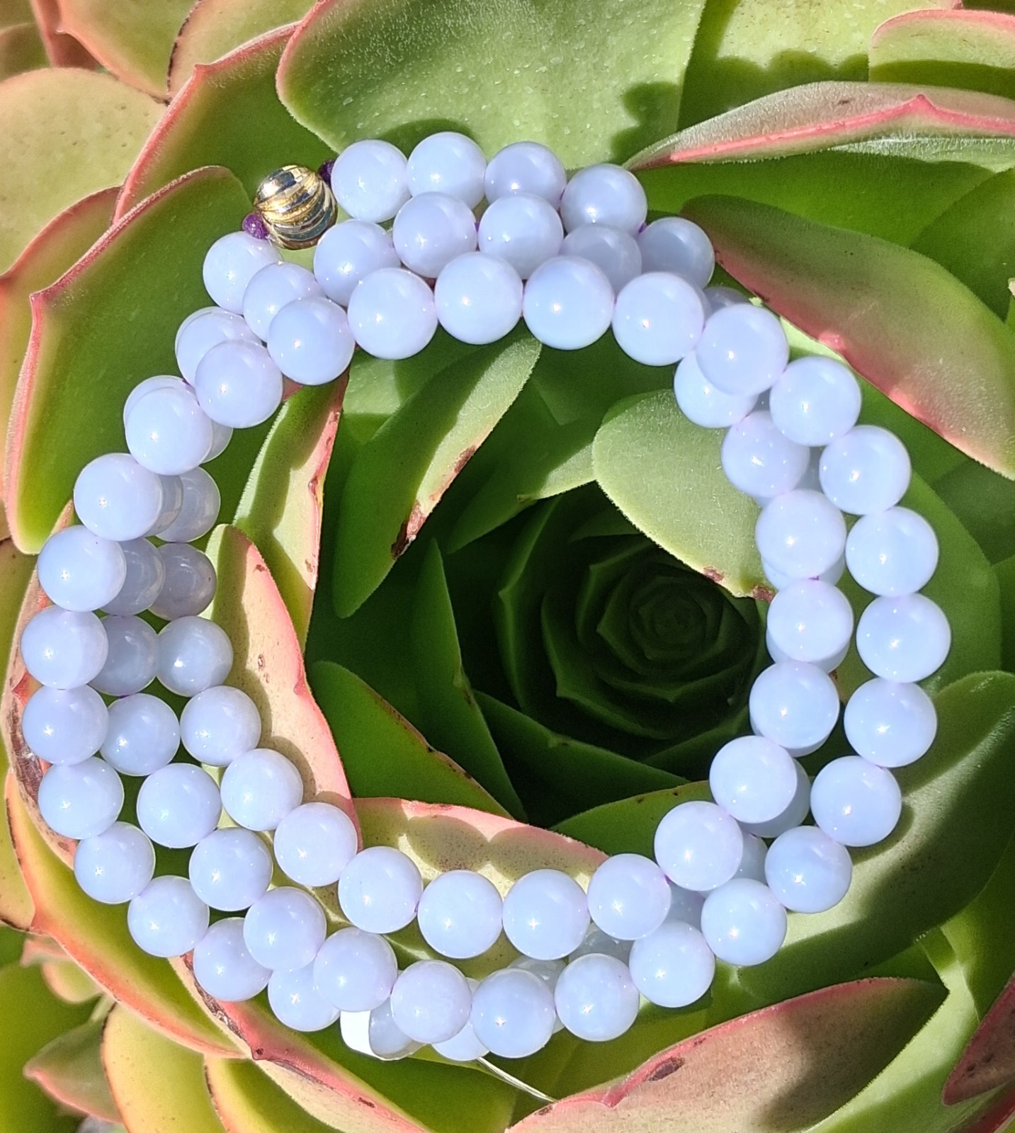 Certified Jadeite Round Beaded Strand Necklace, with Gold-Tone Clasp 25in, 7.6mm