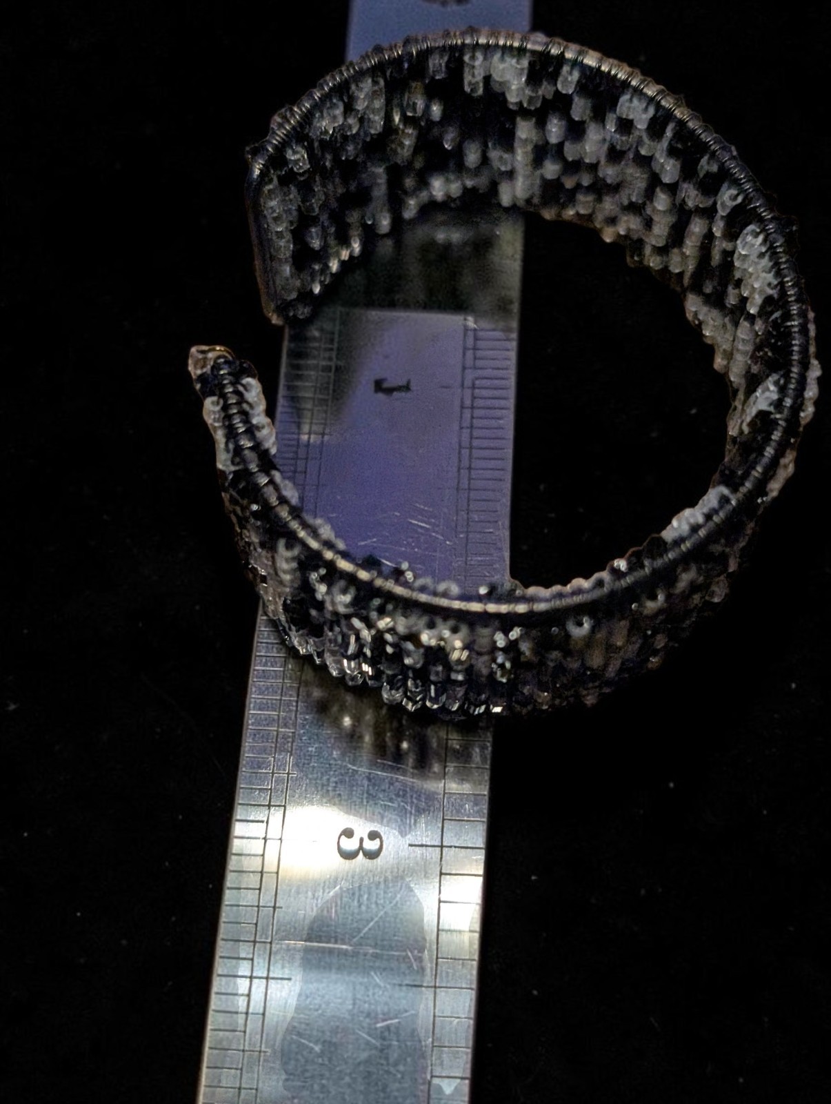 Boho Pixel Pattern Glass Seed Bead Cuff • Wide Wire Framed Bracelet • Brand New