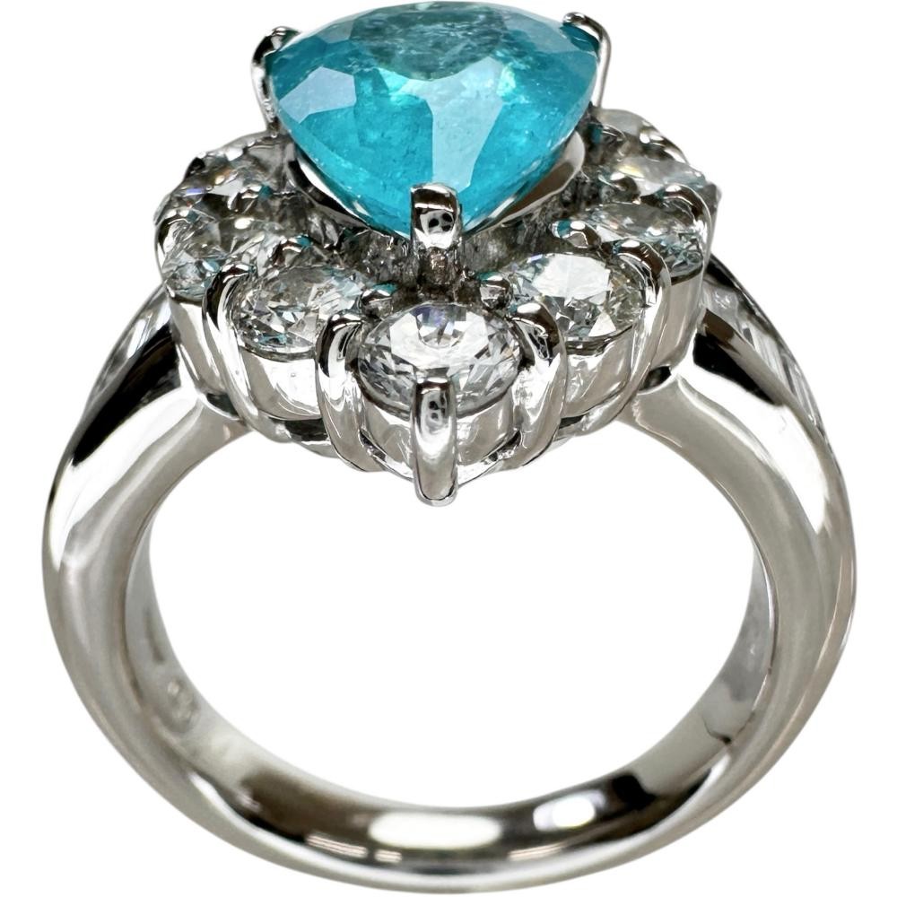 US 6.8 Mitsukoshi Paraiba tourmaline from Mozambique 2.60ct diamond 1.83ct R…