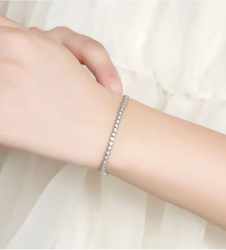 2.1ct Heart Cut Lab‑Created Diamond Test Pass VVS1/D 2mm 14cm Tennis Bracelet