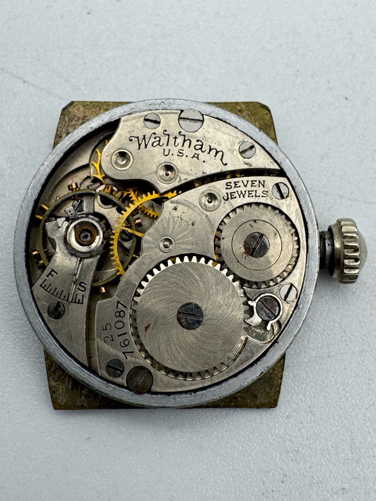 Vintage Waltham 10L 7J Grade 461 Wristwatch Movement For Parts Or Repair