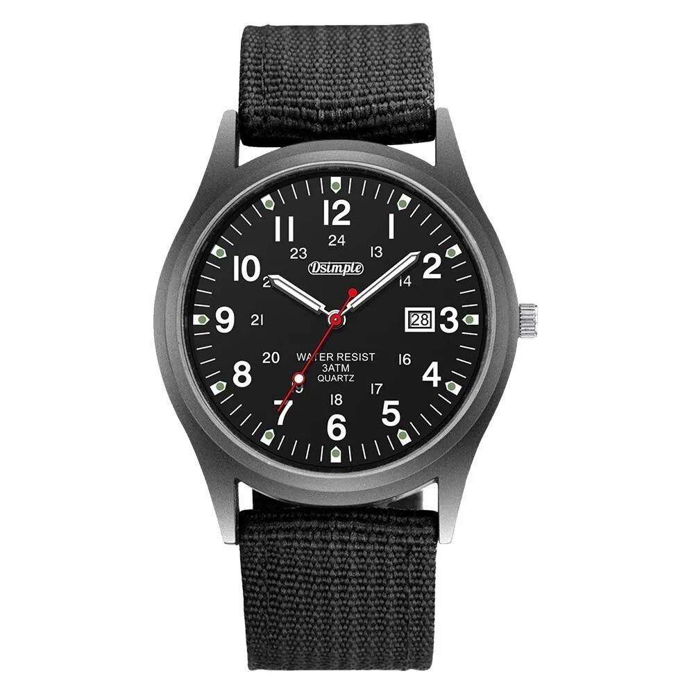 Men’s Military Army Luminous 24 Hours Dial Nylon Strap Date Quartz Wrist Watch