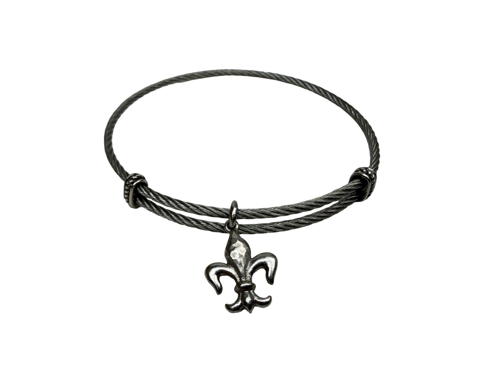 925 Gabriel & CO SOHO FLEUR-DE-LIS Charm Bracelet Sterling Silver / Stainless