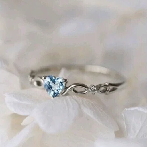1.32Ct Simulated Aquamarine Ring 925 Silver Plated Tiny Ring Thanksgiving ring