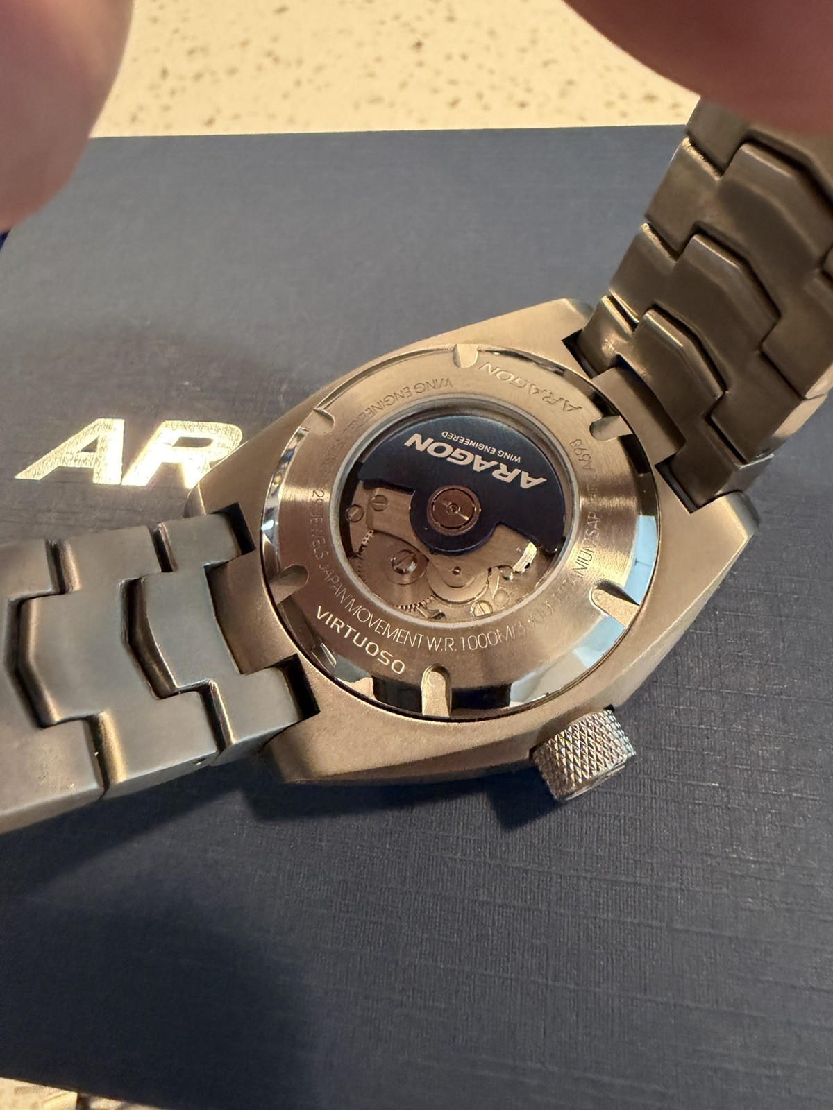 Aragon Virtuoso Titanium Miyota 9015 Men’s Automatic Watch 44mm A698BLK MOP NE57