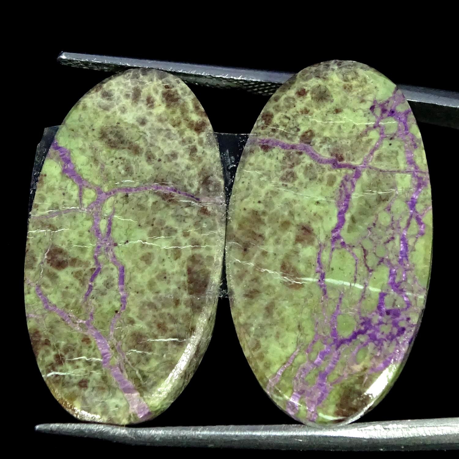 23.10Cts 100% Natural Stichtite Pair Oval Cabochon Gemstone 14X26X3MM