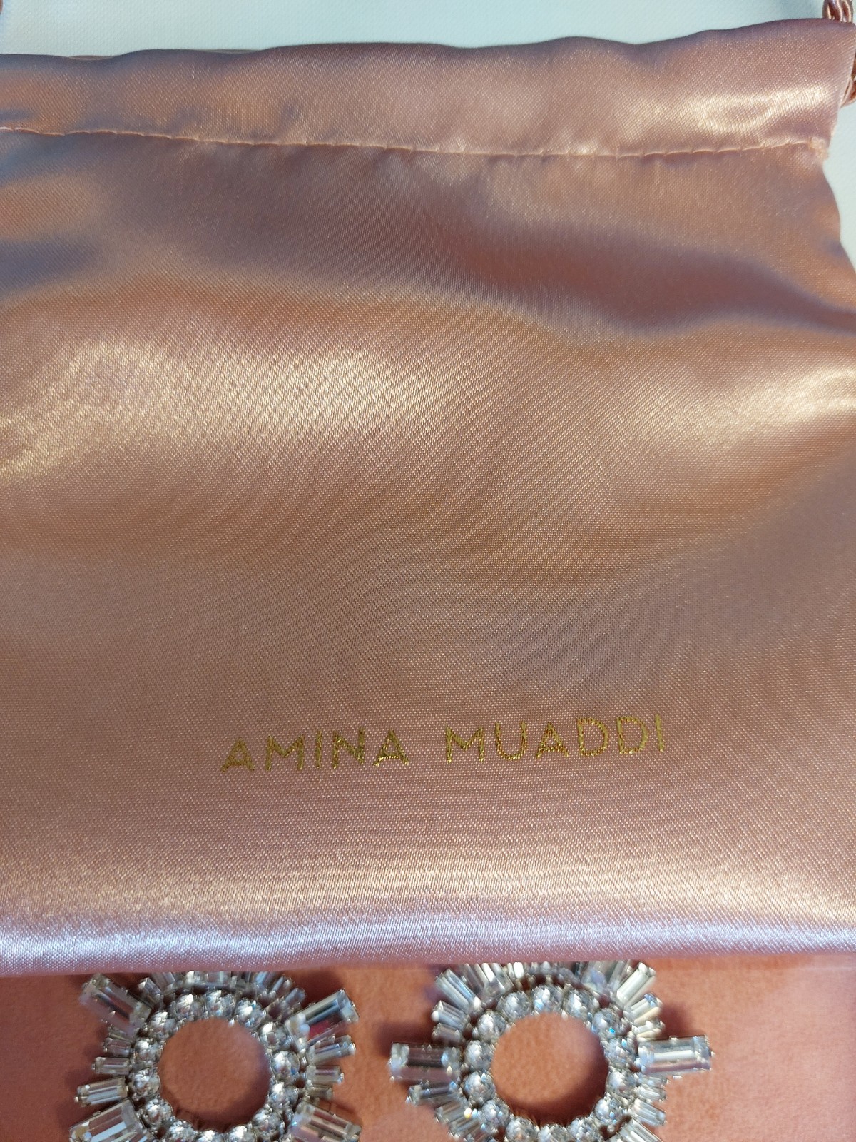 Amina Muaddi Begum Mini Earring White Crystal & Silver Base – £450 retail