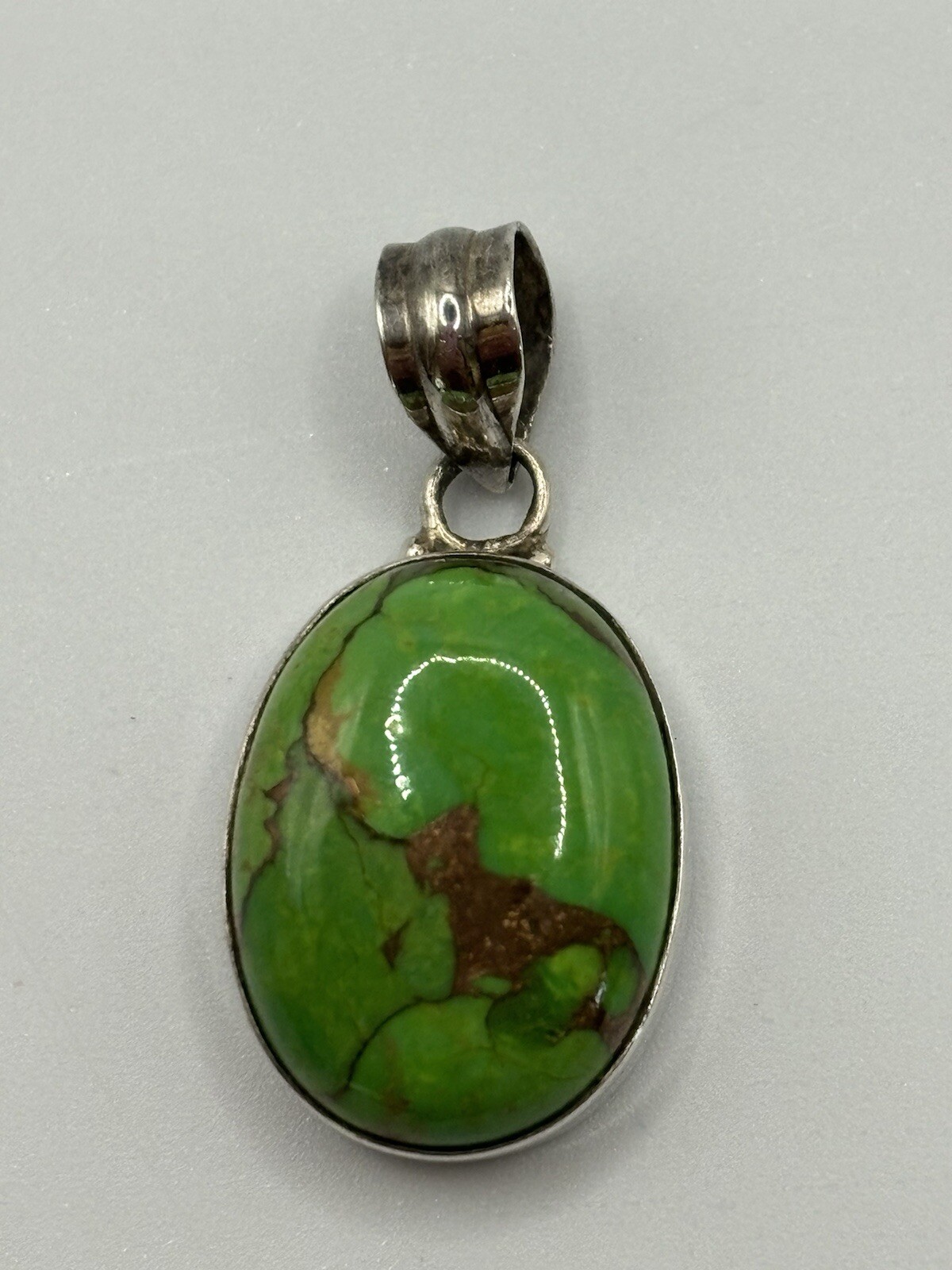 Mohave Green Copper Turquoise Copper Sterling Silver Not Stamped No Chain 1.25”L