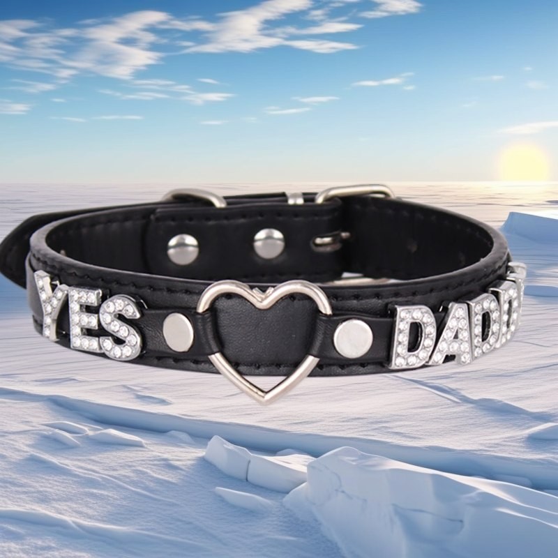 SEX WIFE Choker DIY BDSM Gift Necklace Heart Custom Collar Chain Metal Leash T4