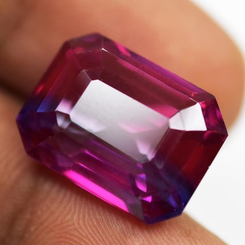 9.26 Ct Certified Natural Bi Color Sapphire Emerald Cut Jewelry Gemstone