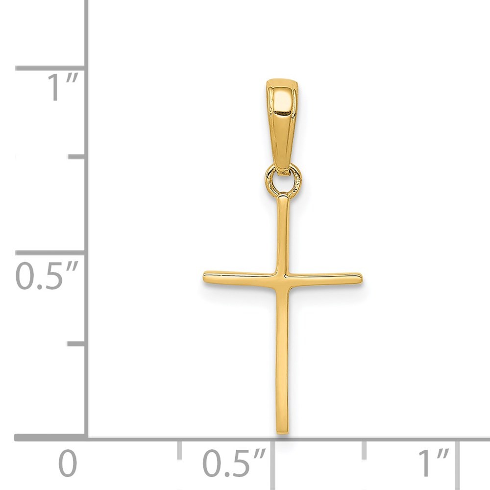 14k Yellow Gold Polished Cross Charm Pendant L 24.3mm, W 10.8mm