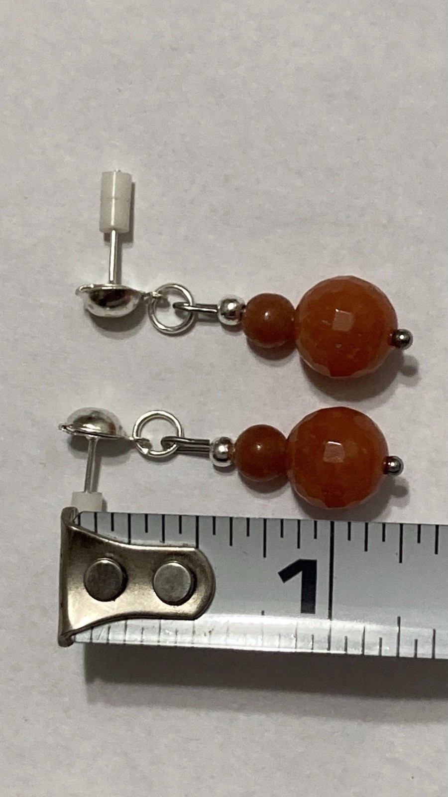 Handmade Orange Brown Aventurine Gemstone Dangle Stud Style Drop Beaded Earrings