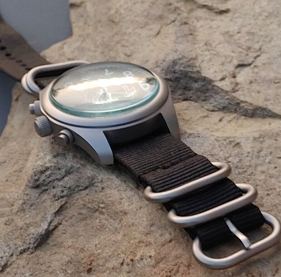 Toujours Pret GMT military field watch. Blasted stainless steel – domed crystal