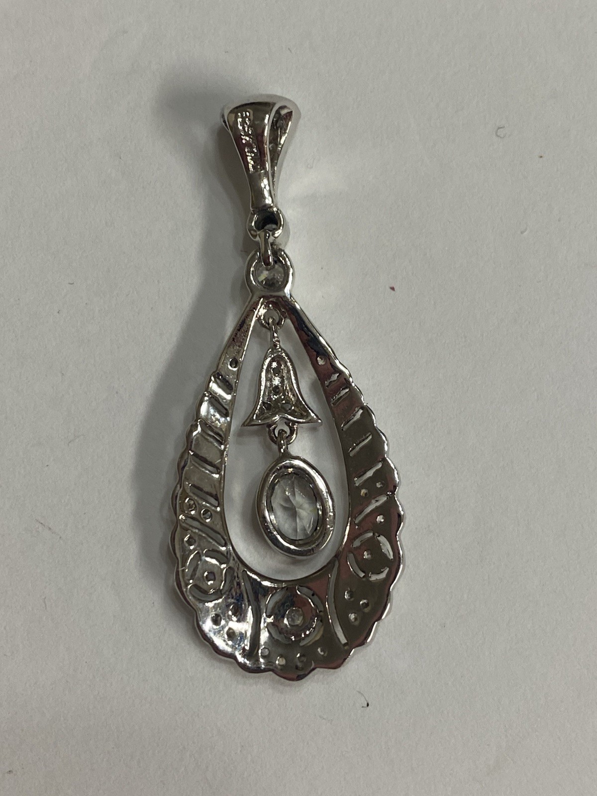 Women’s Teardrop Shape CZ 925 Silver Pendant Only