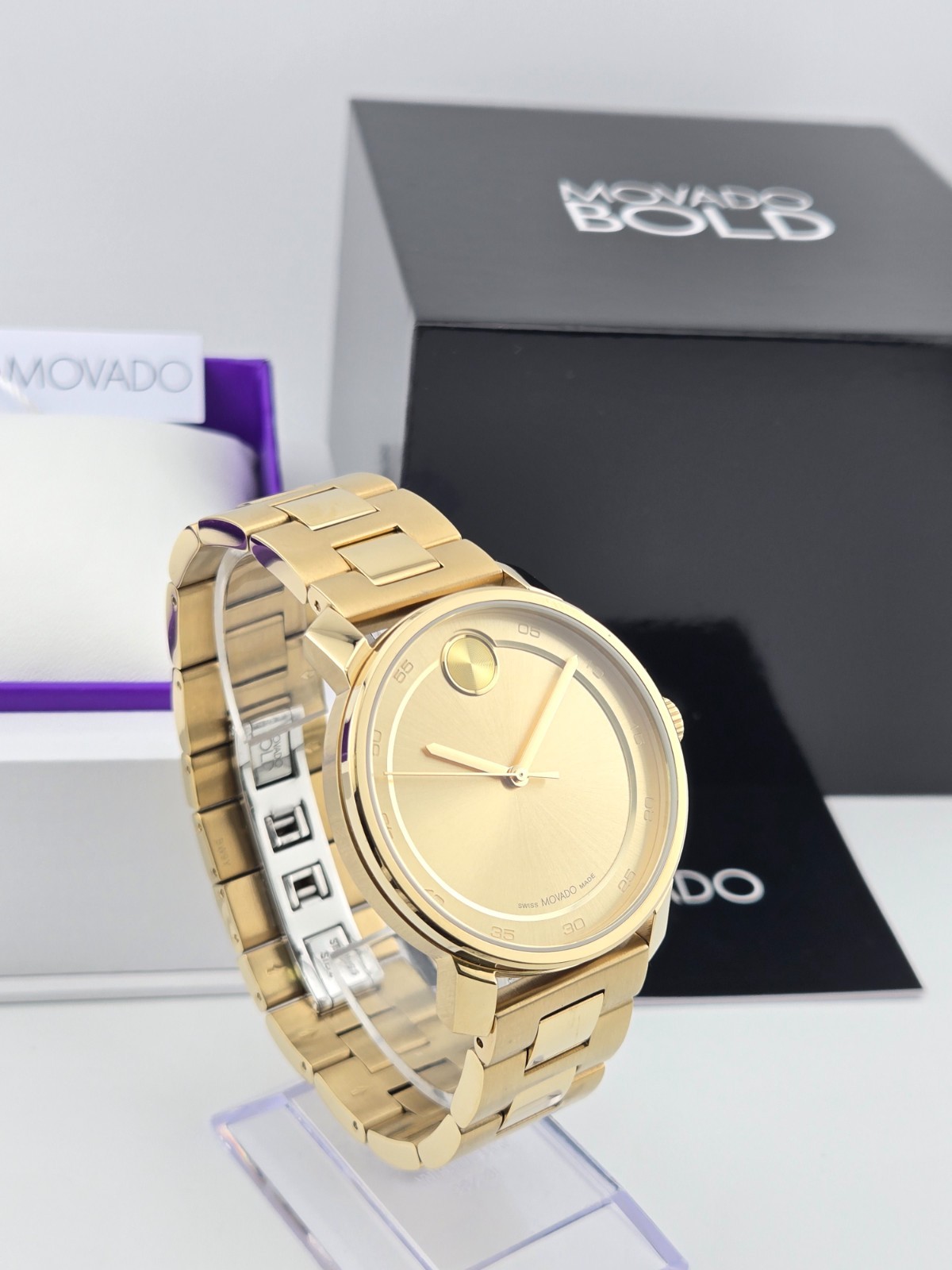 Movado Bold Access Men’s Gold Tone Dial Bracelet Watch – 3600912 ($795 MSRP)