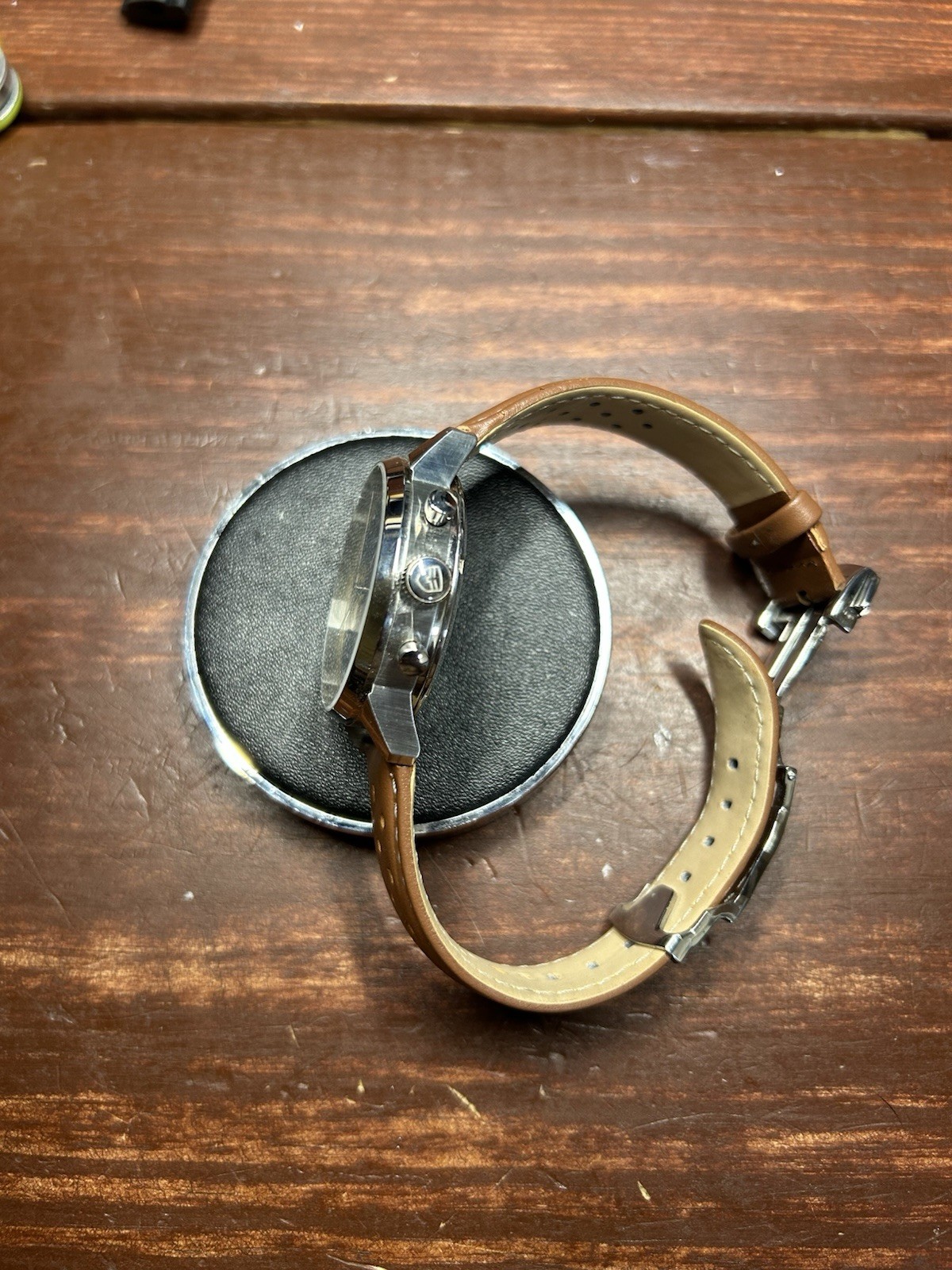 Tophill Mechanical Chronograph Retro Style, Sapphire Crystal, Open Caseback