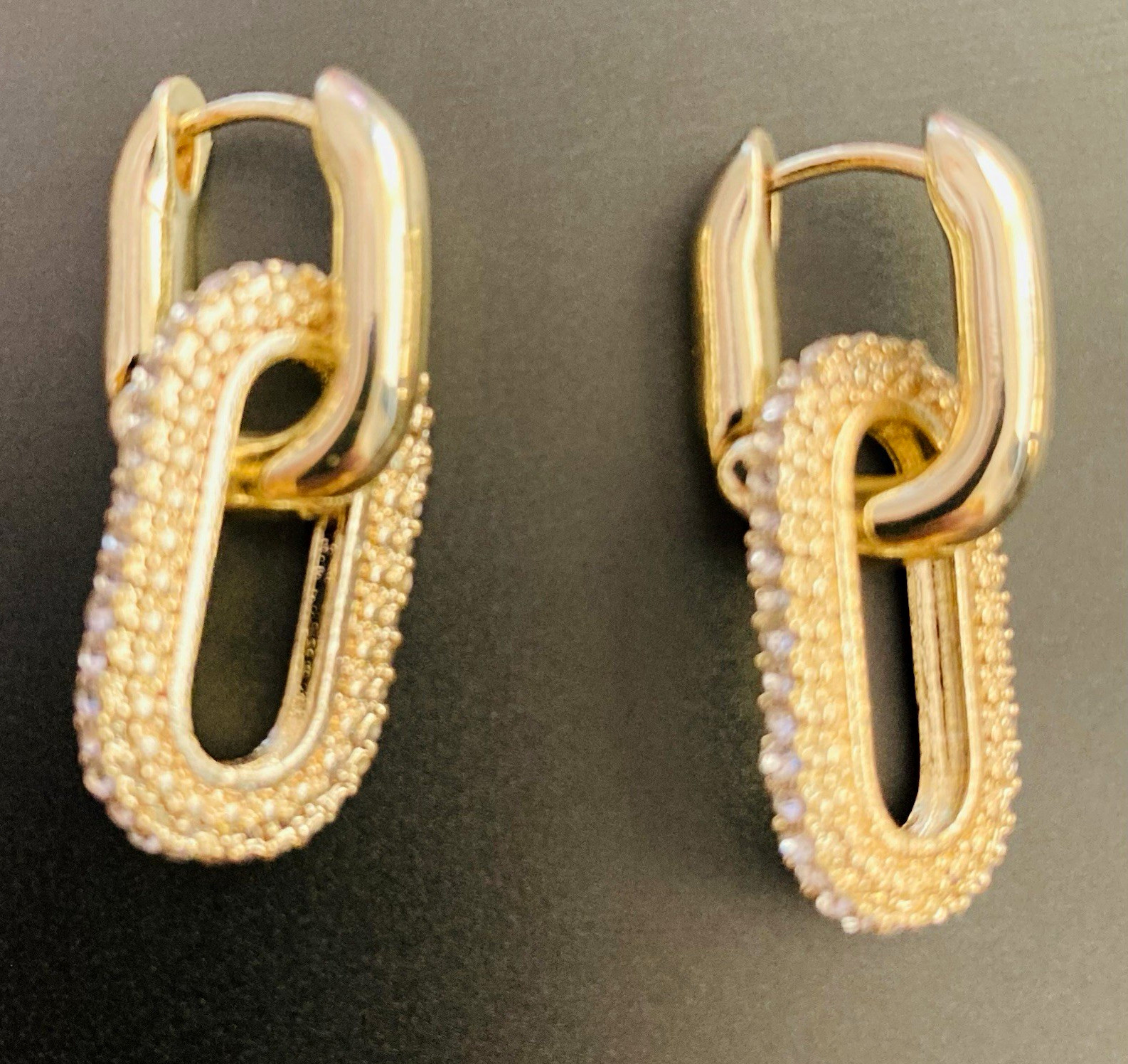 Gold Silver Color Geometric Round Retro Double Loop Design Earrings for Women