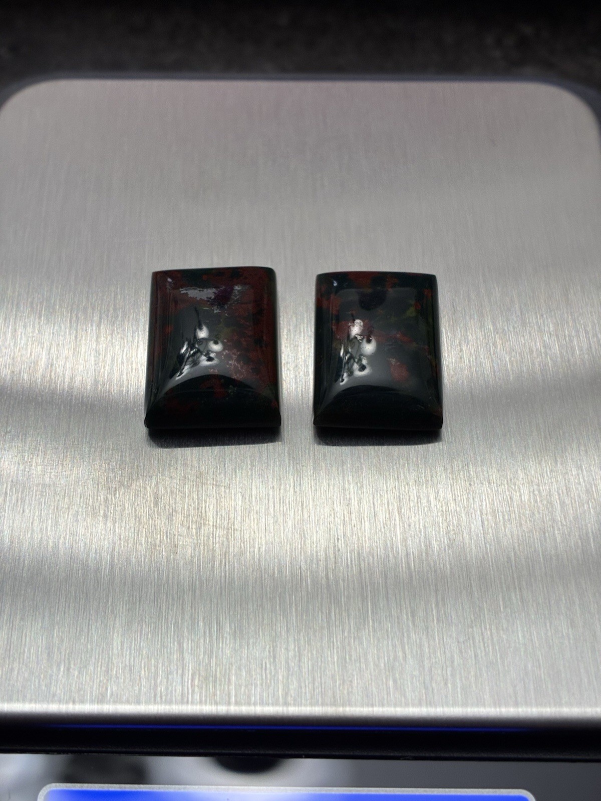 25ct Natural Bloodstone – Rectangular Cabochons (2) 10×8