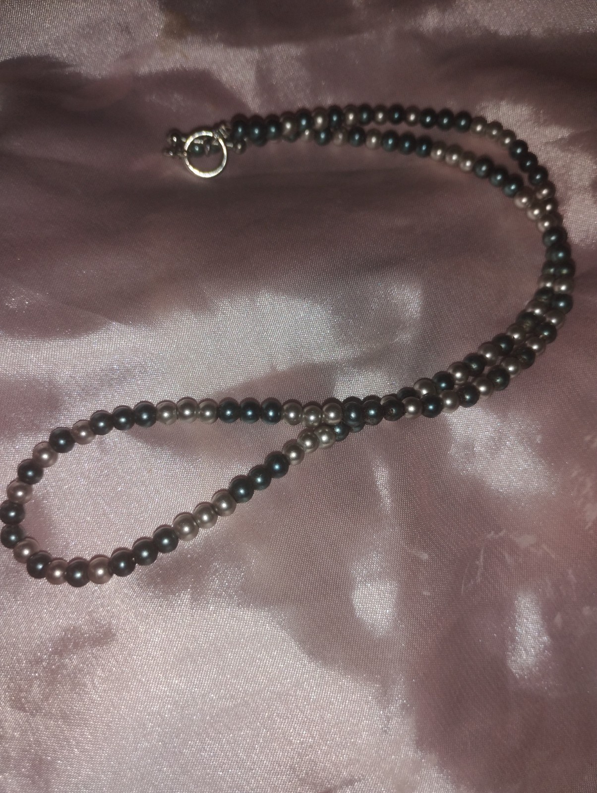 Multicolor Pearl Beaded (Green & Gray) Strand Collar Statement Classic Necklace!