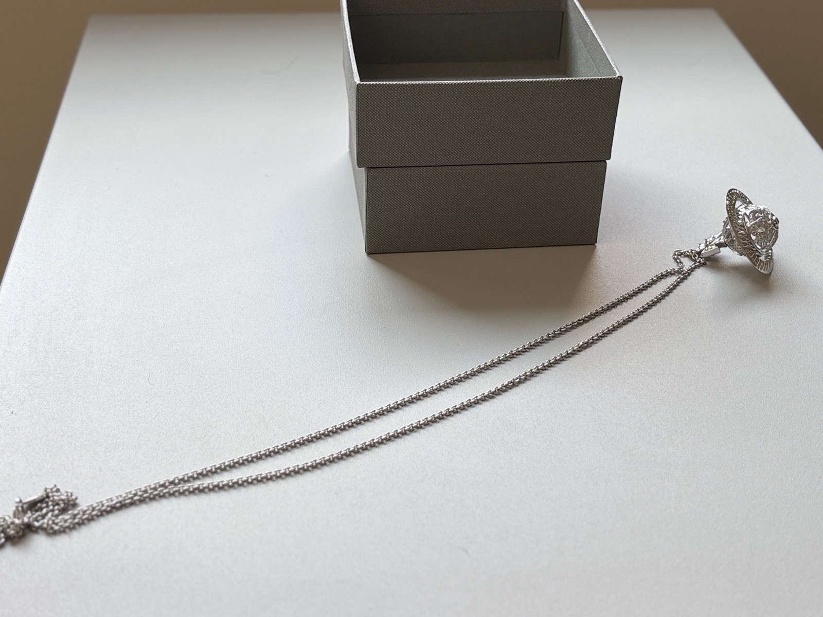 Vivienne Westwood Silver (nature) Orb Pendant Necklace with box and pouch