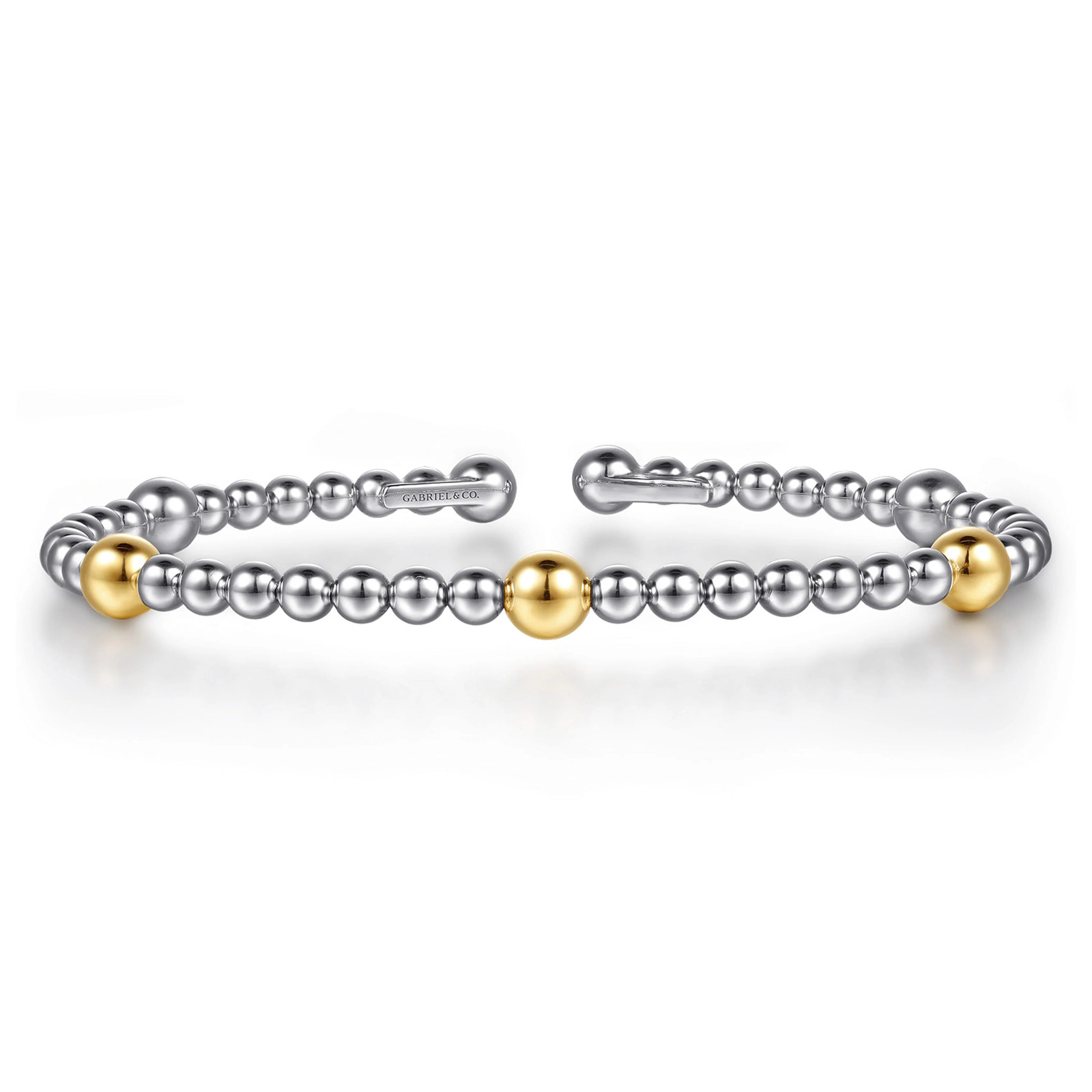 14K Yellow Gold and 925 Sterling Silver Gabriel & Co. Bujukan Split Bangle