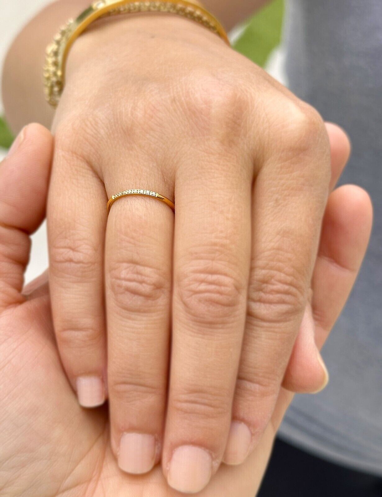 0.30Ct Round Cut Simulated Diamond Wedding Band Ring In 14K Yellow Gold Plated