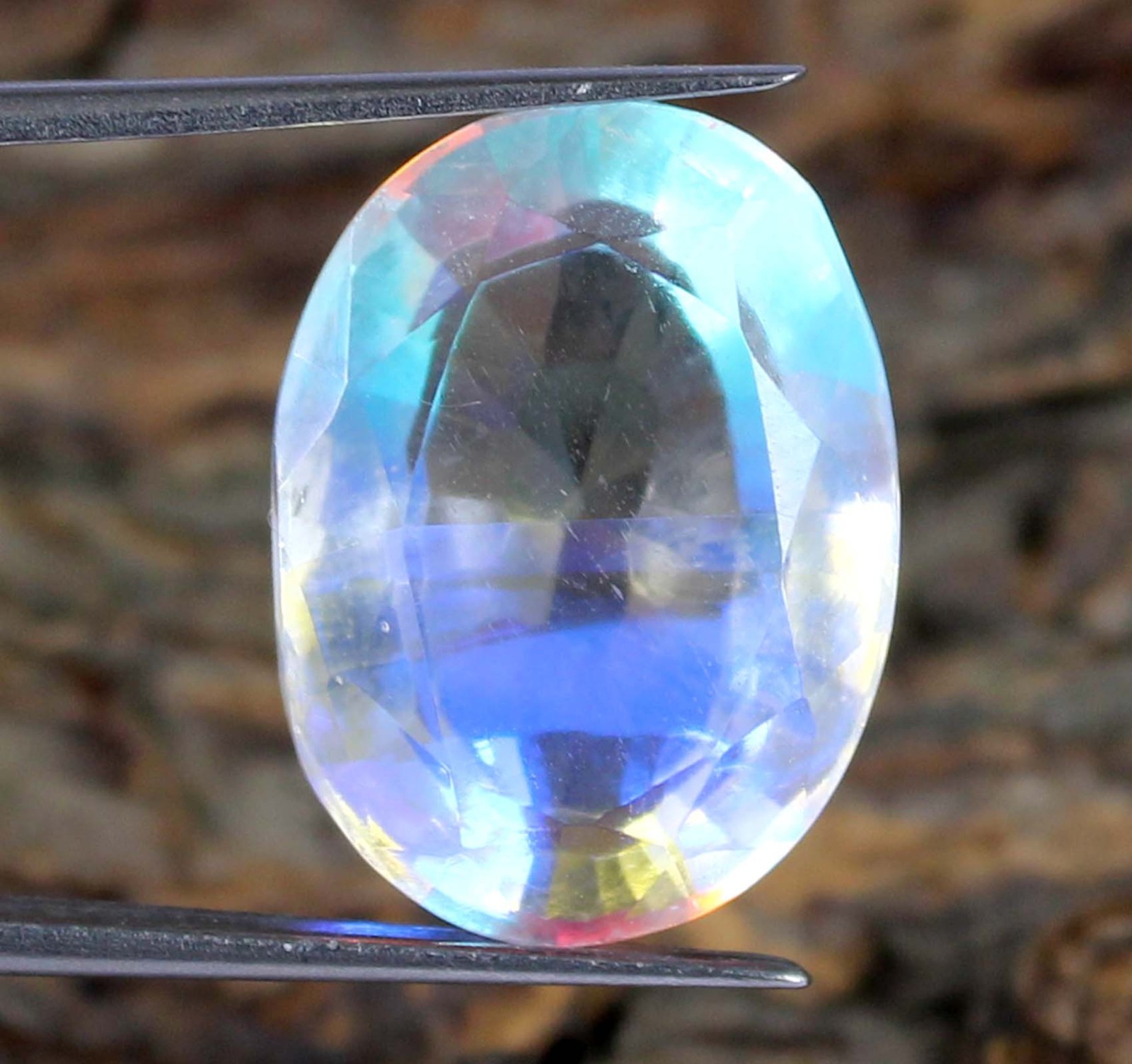 Loose Gemstone 10.15 Ct/15 mm Natural Oval Rainbow Mystic Topaz Certified