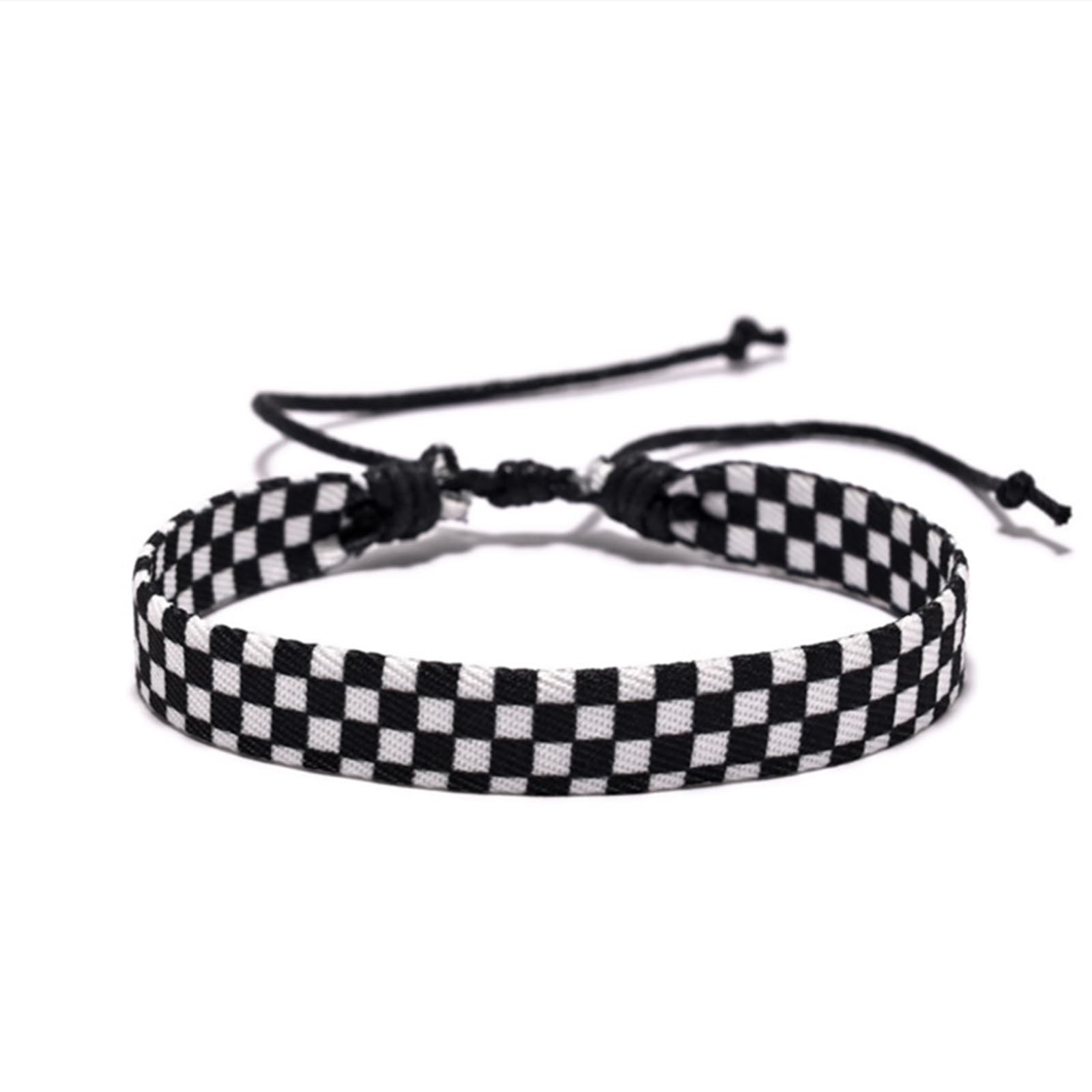 Colorful Checkerboard Braided Adjustable Lightweight Bangle Bracelet Handmade…