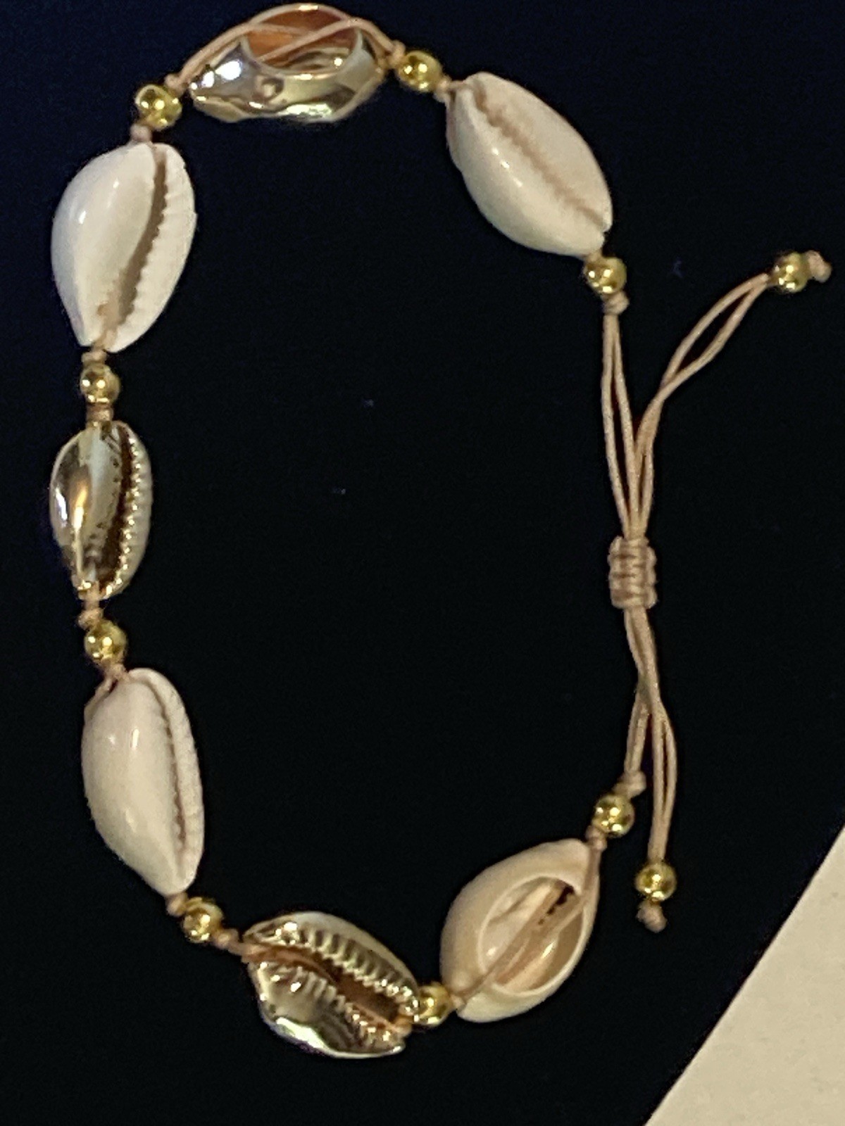 Gold White Cowrie Shell Bracelet Adjustable Macrame Beaded Bohemian Beach Jewelr