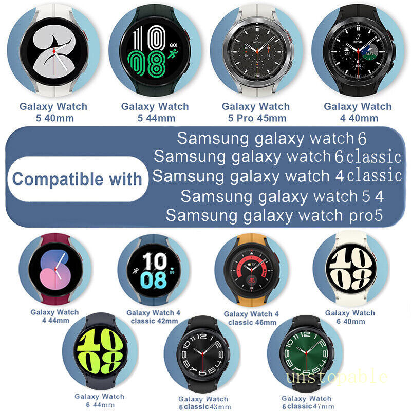 For Samsung Galaxy Watch 4 5 6 7 40/42/44/45/47m Sport Silicone Watch Band Strap