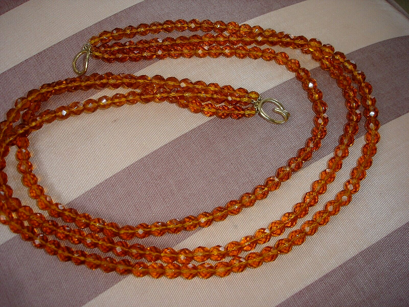 Vintage LOT 4 Multi-Strand GLASS BEAD Necklaces-Gold, Neutral Tan, Orange, Brown