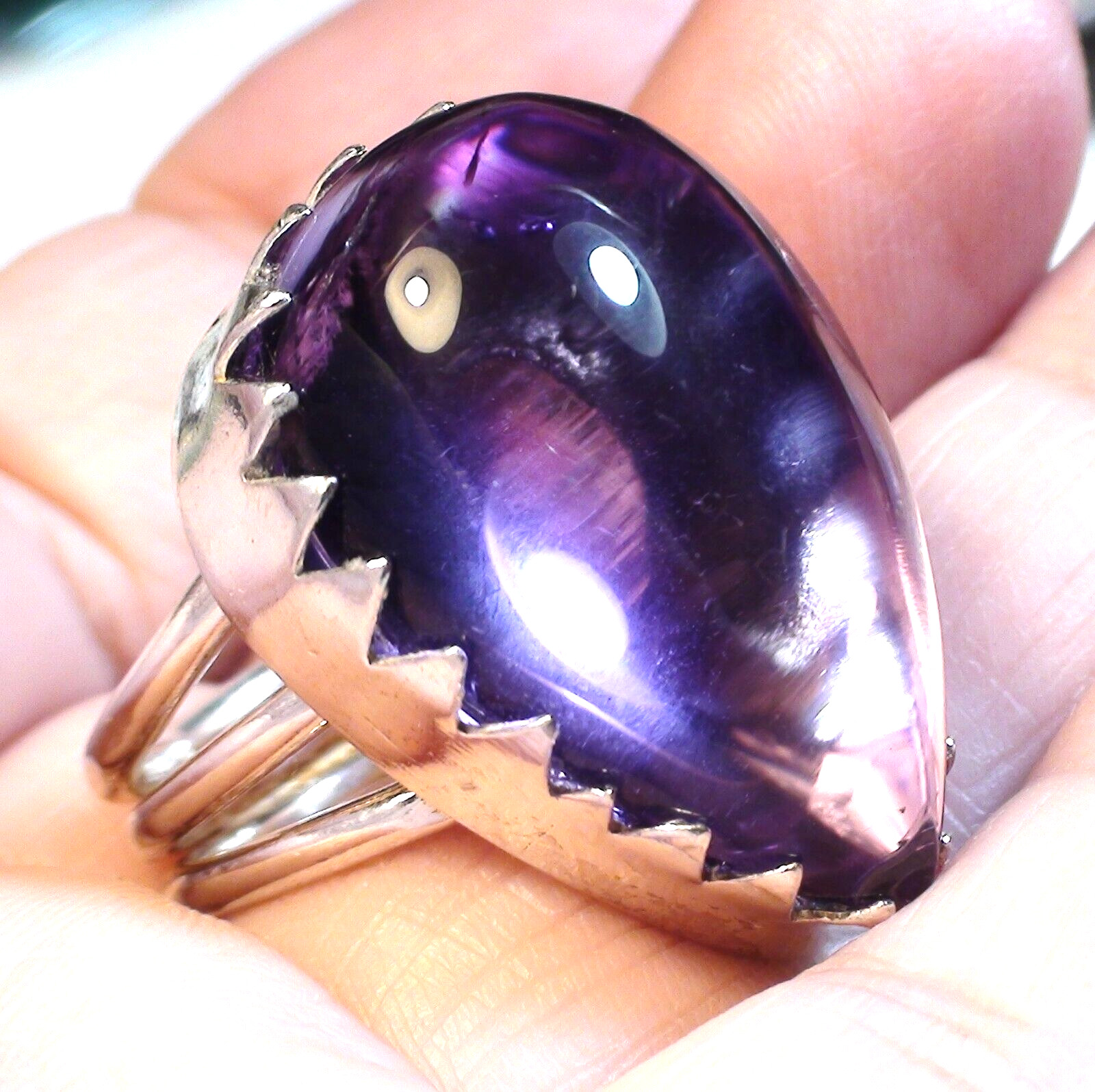 BIG! 46.35 ct NATURAL HIGH QUALITY COLOR CHANGE AMETHYST RING 925 SILVER.9.0