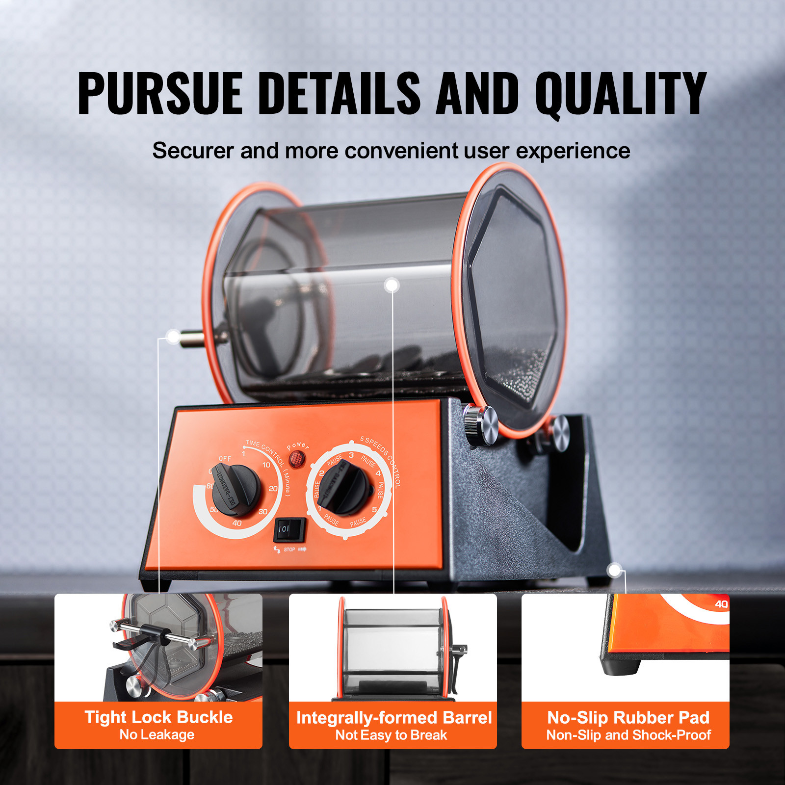 VEVOR 3kg Rotary Tumbler Surface Polisher Jewelry Polish Finish Machine Gem DIY