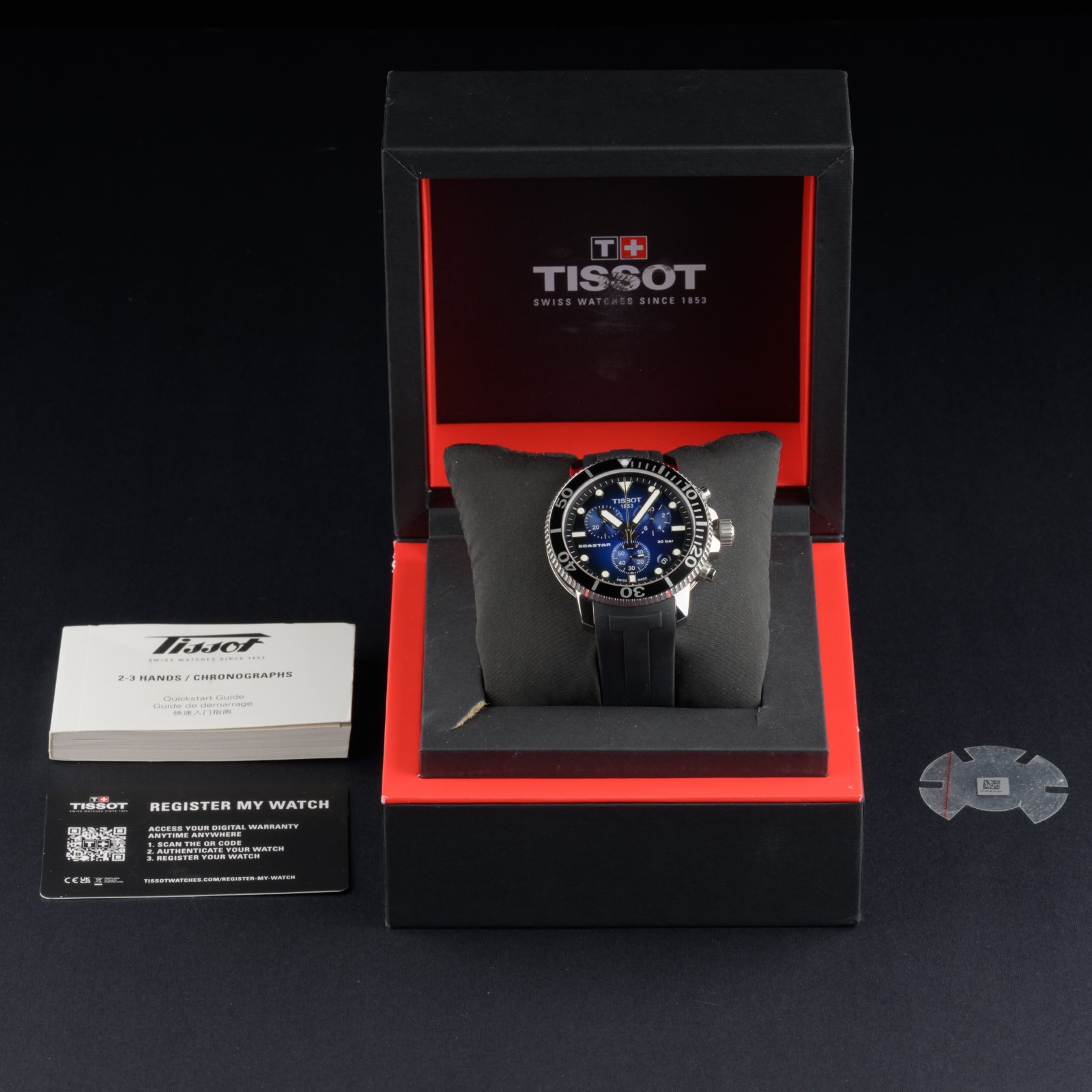 Tissot Seastar 1000 Chronograph Blue T120.417.17.041.00 Mens 45.5mm Watch + Box
