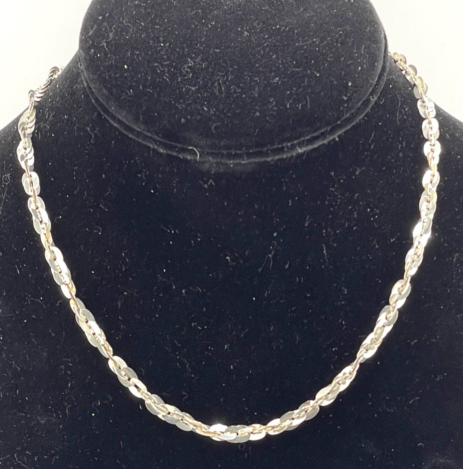 Milor Italy 950 Fine Silver Twisted Mariner Link Necklace 16” VTG Italian Chain