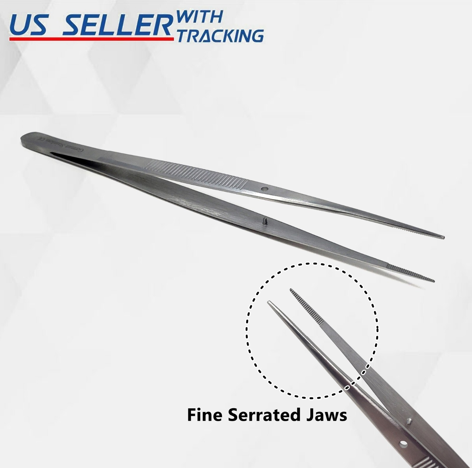 Gemstone Tweezers 6″ Fine Tip Diamond Tweezer Serrated Points Matt Finish