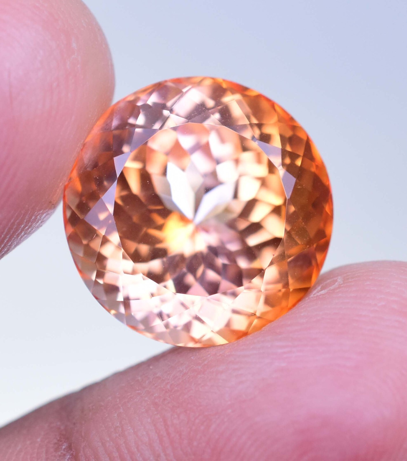 Natural imperial Topaz 18.20 Ct Round Stunning FLAWLESS Certified Gemstone