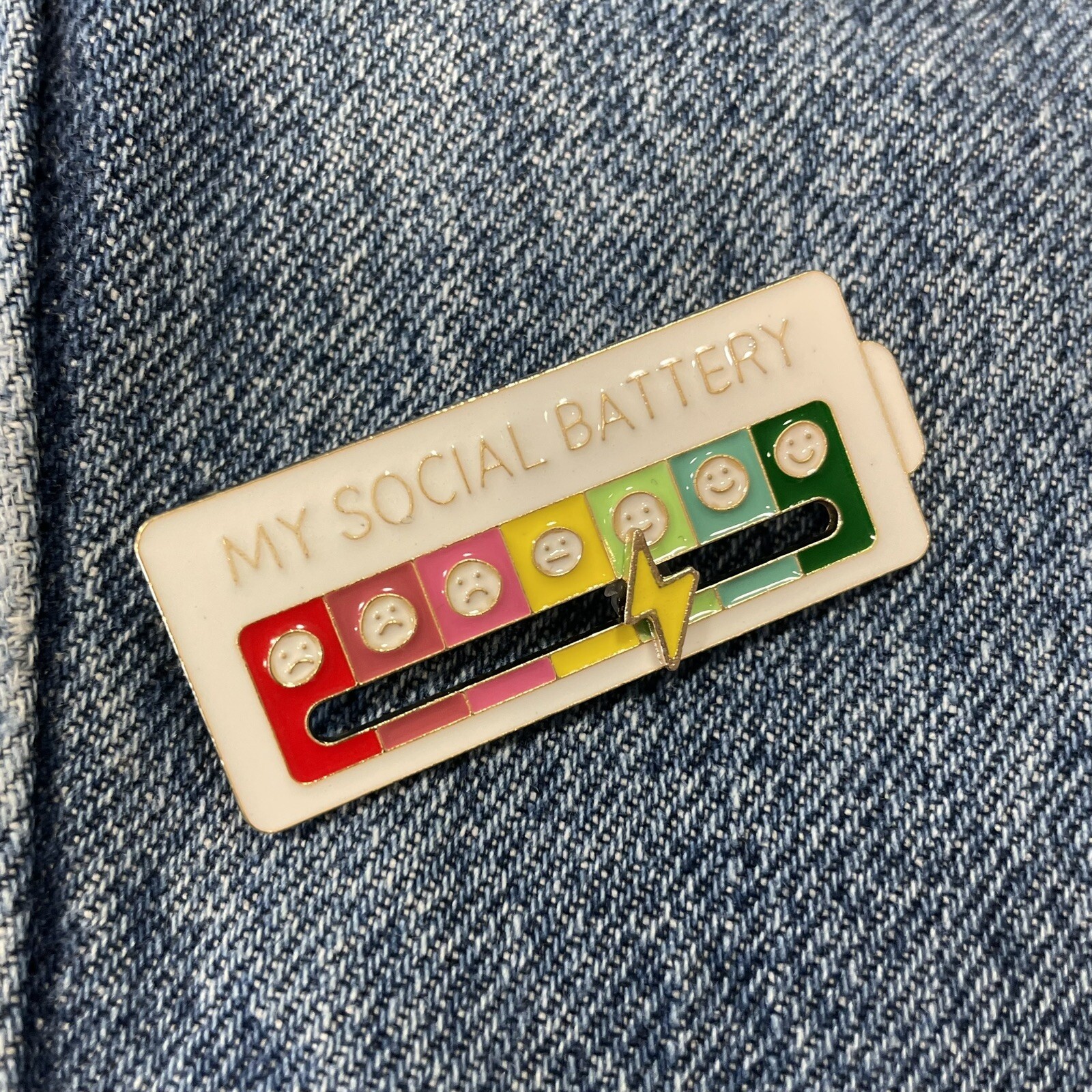 Sliding My Social Battery Enamel Mood Pin for Introverts Extroverts Mood Tracker