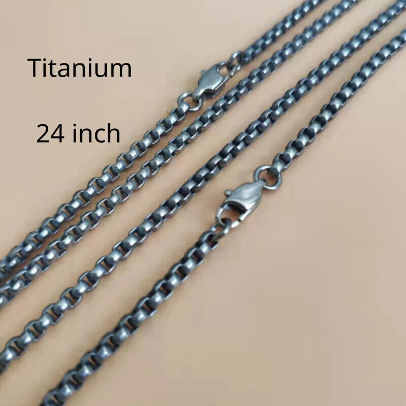 New Pure Titanium Box Chain Necklace 3mm Unisex NO Allergic Skin Care Health 24″