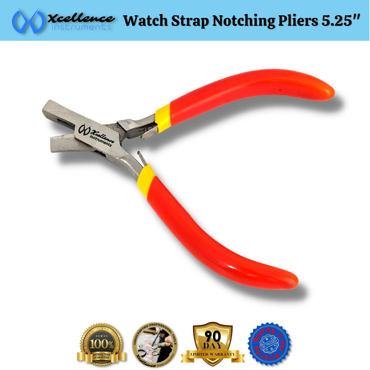 Xcellence Leather & Rubber Watch Strap Notching Pliers Repair Tools 5.25″ Red