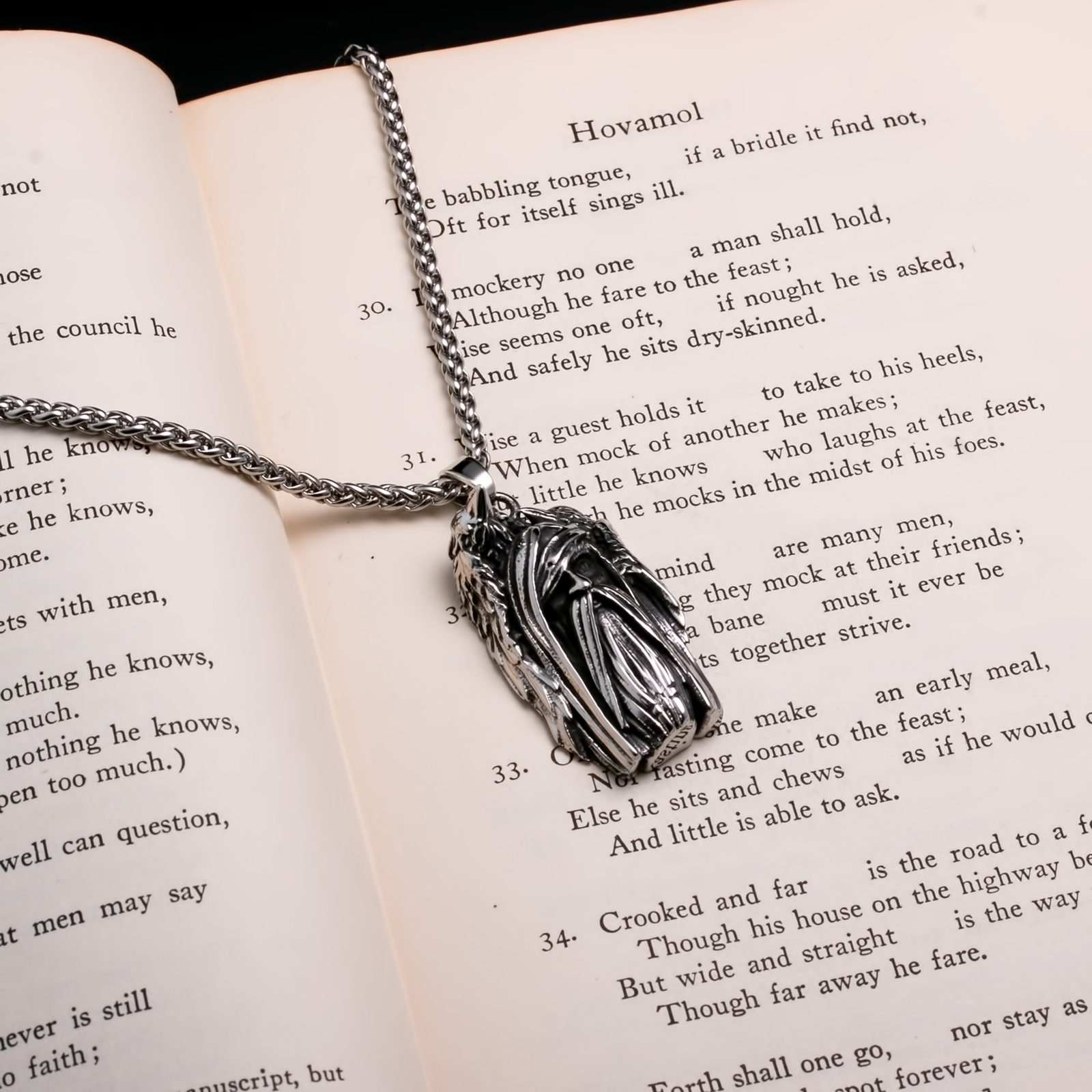 Viking Odin Ravens Stainless Steel Pendant Necklace