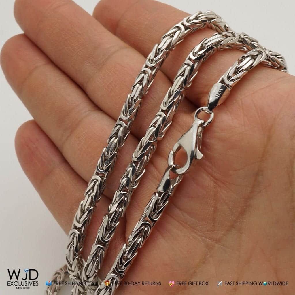 925 Italy Sterling Silver 3.5mm Boxed Byzantine Chain (Solid Links) 30″