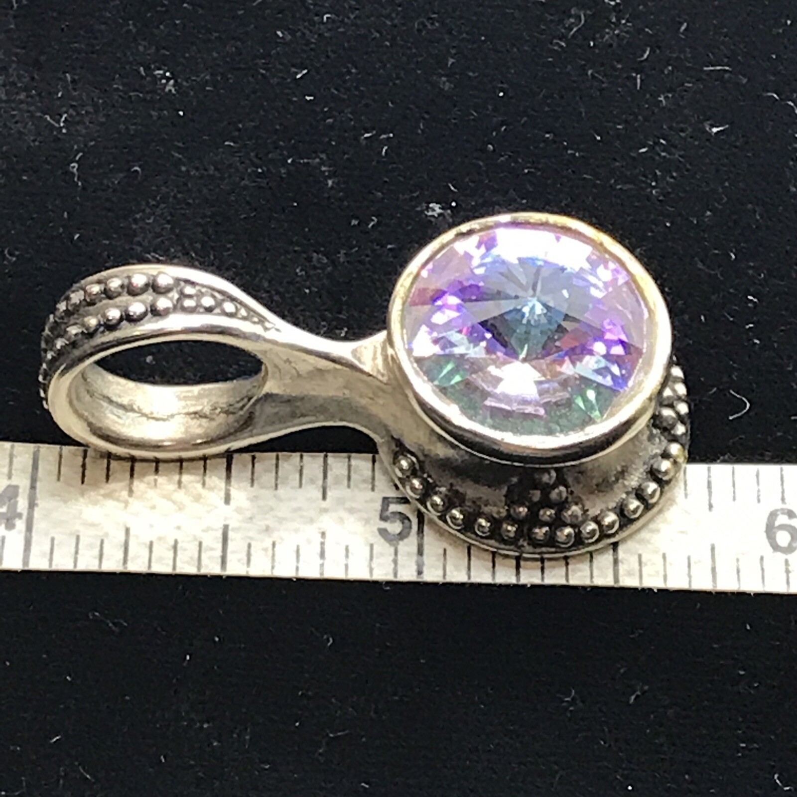VTG Be-Je’ Designs Heavy Silver -Purple/Pink/Blue Changing Crystal Pendant