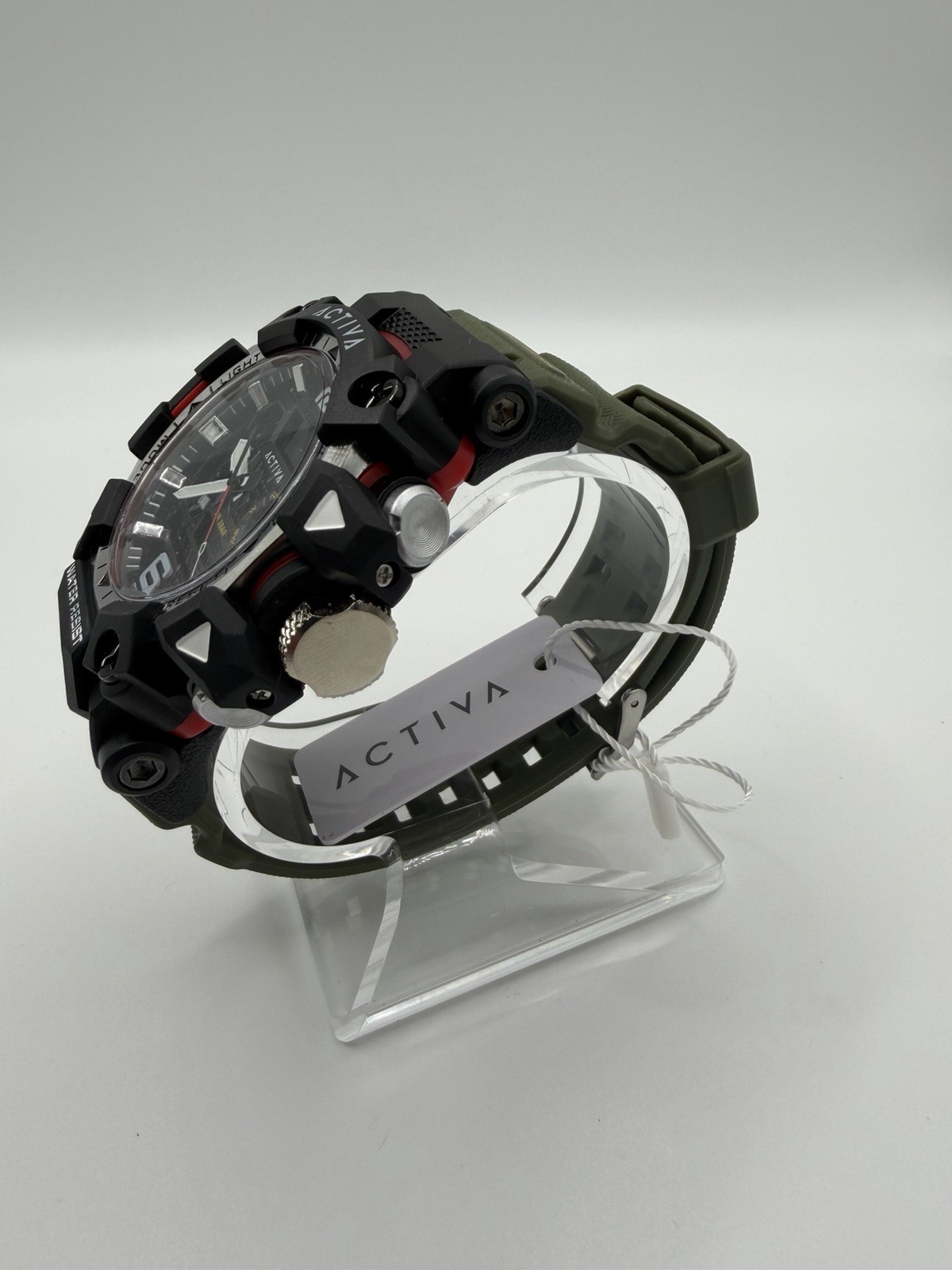 Activa Men’s Sport Quartz Chronograph 49mm Black Dial/Case Green Silicone