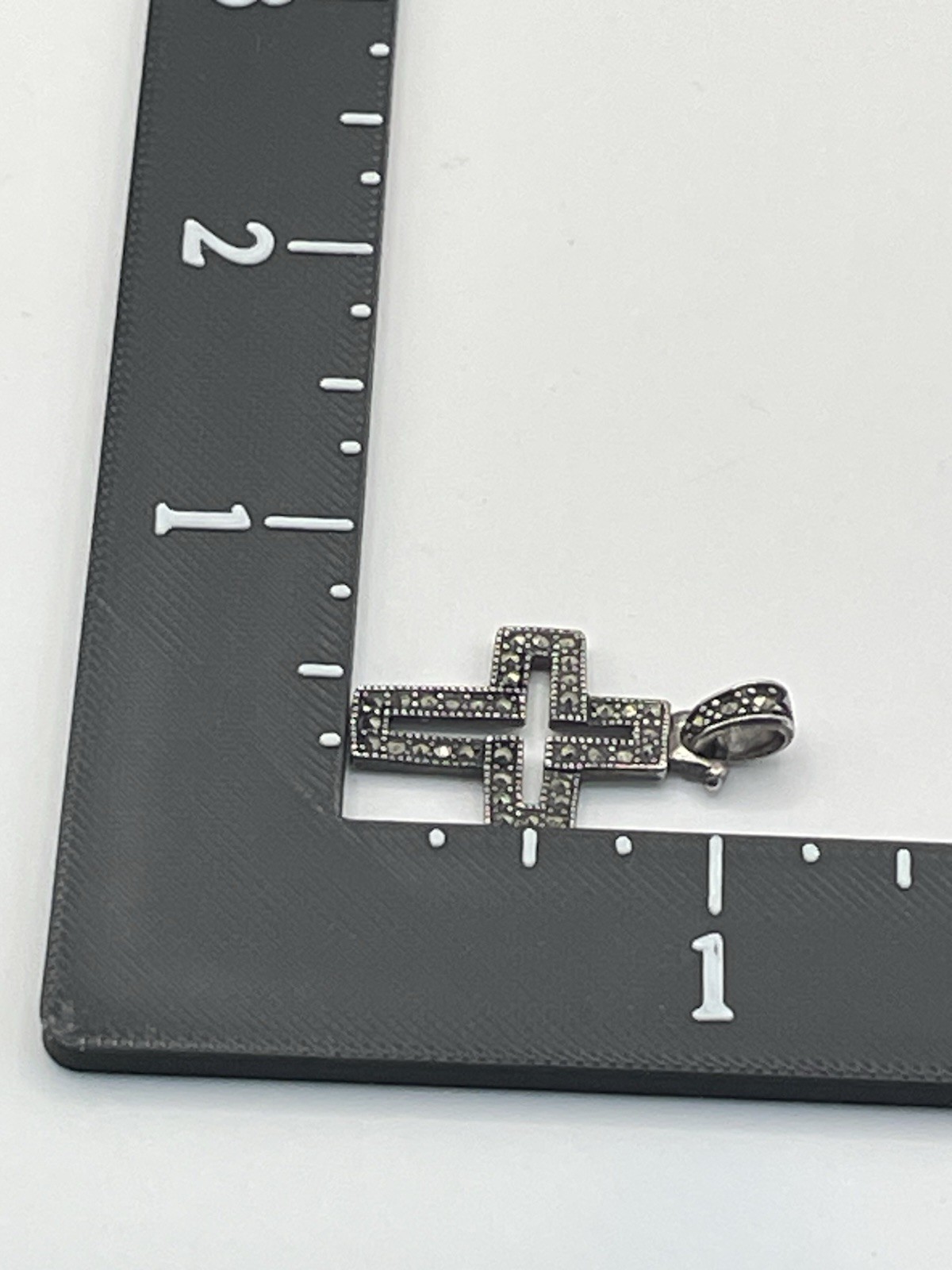 Vintage Sterling Silver Marcasite Cross Pendant