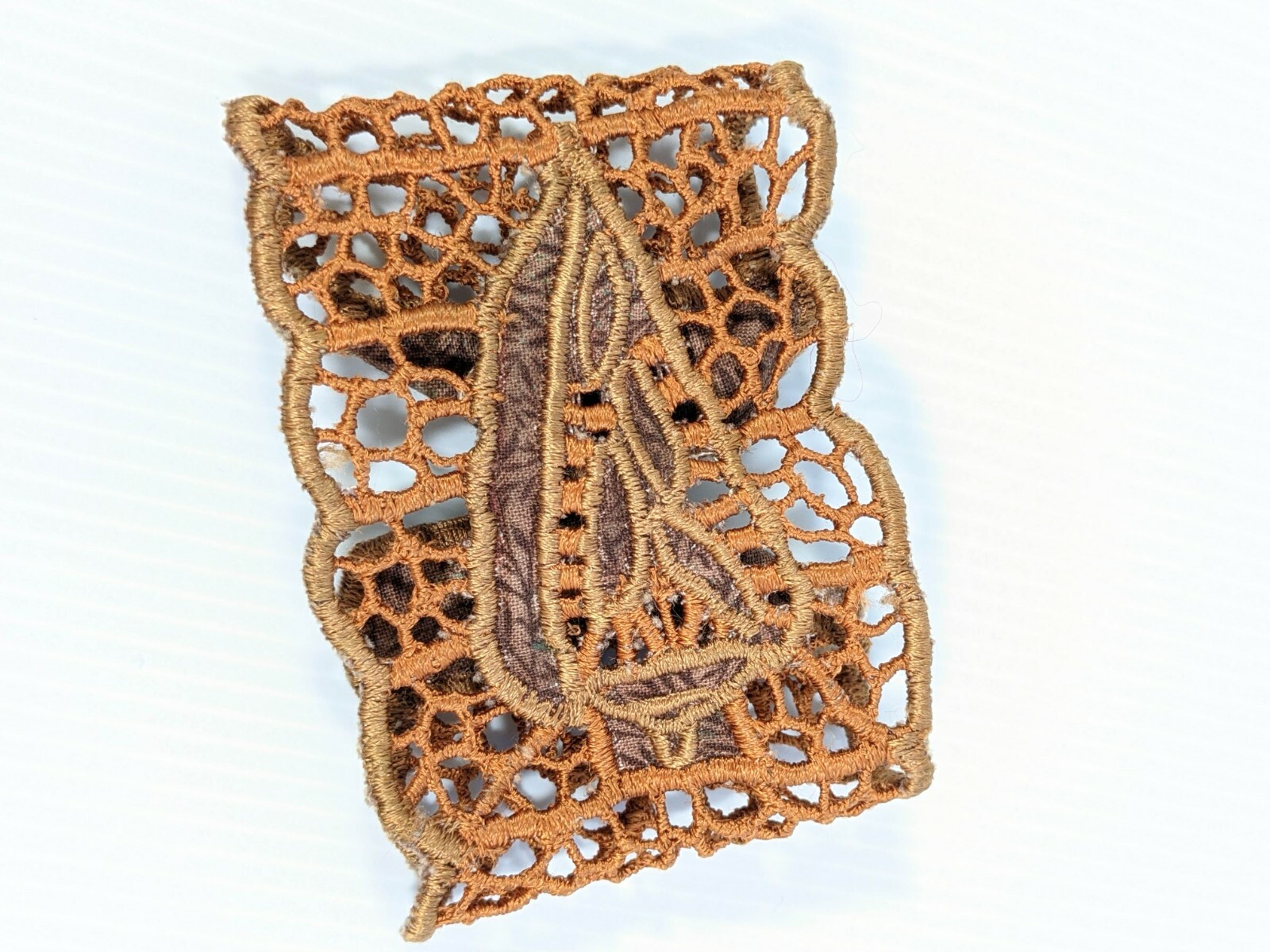 Artisan Crochet Style Brown Leaf Arrowhead Wide Band bracelet 7.5 Inches