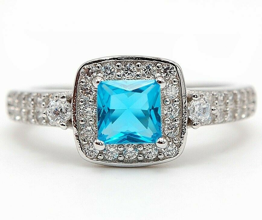 1CT Heat Treated Blue Topaz 925 Solid Sterling Silver Ring Sz 6 UB3-8