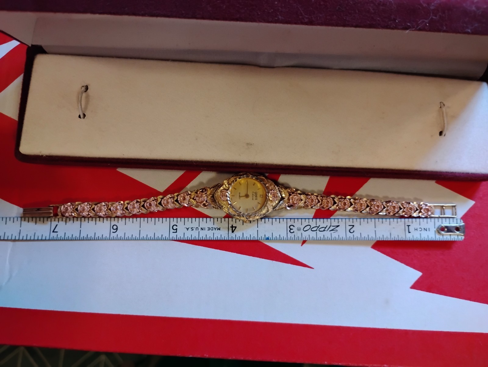 Geneve Classic 10 Kt Gold Watch Vintage YG W/ Rose Gold Beautiful & Working Rare