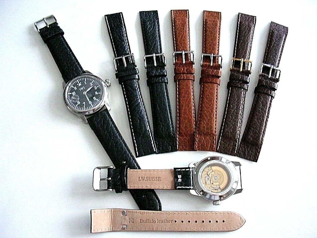 Buffalo calf Open End wire lug Leather watch band strap IW SUISSE 16 18 20 22mm