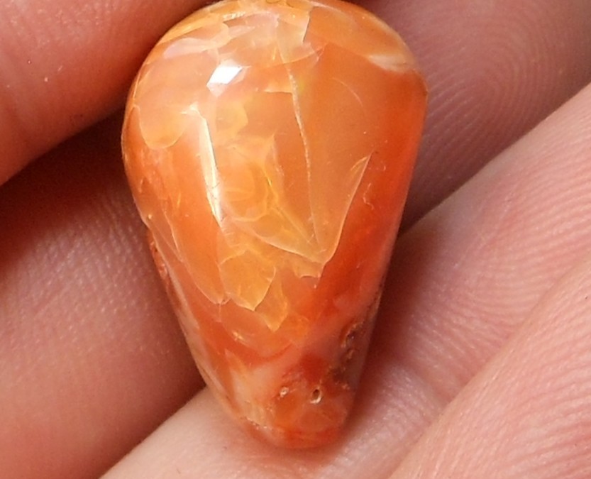 18ct Orange Mexican Fire Opal Polished Nugget 19.5×12.3×12.2mm